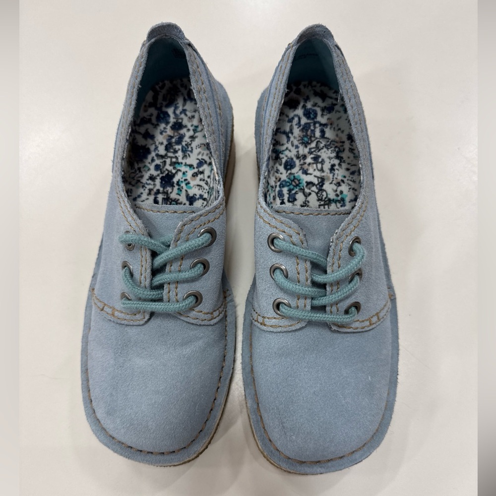 RAMPAGE Women Blue Suede Flat Casual Comfort Oxford Lace Up Shoes Size 6.5